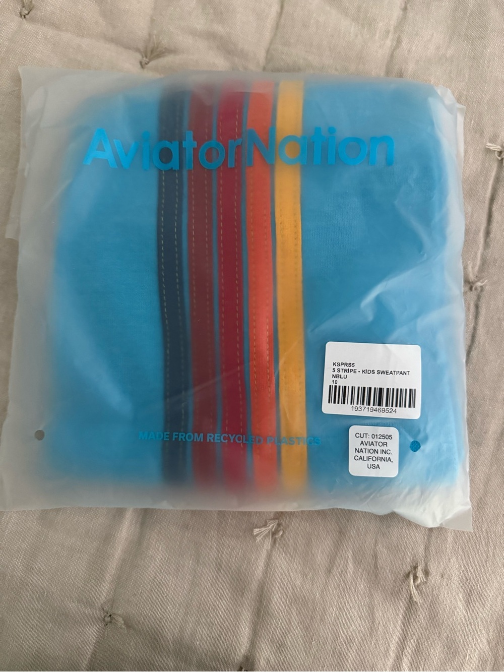 NEW Aviator Nation Kids Youth Turquoise Blue Sweatpants with Stripes size 10 - Picture 2 of 3